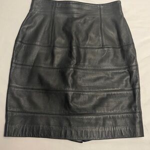 Black Timeless Classic Grunge Rock Y2K Pieced Leather Pencil Skirt
